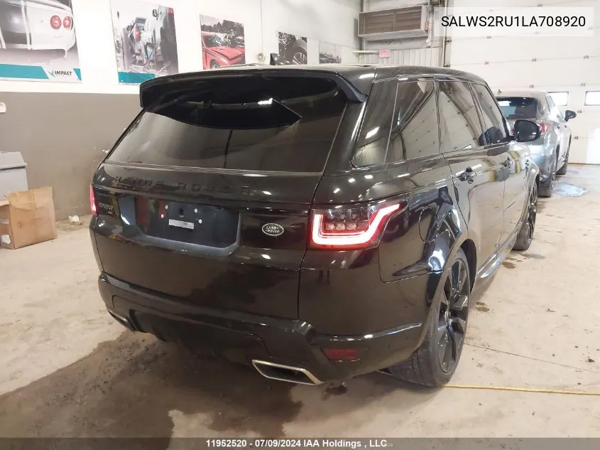 2020 Land Rover Range Rover Sport VIN: SALWS2RU1LA708920 Lot: 11952520