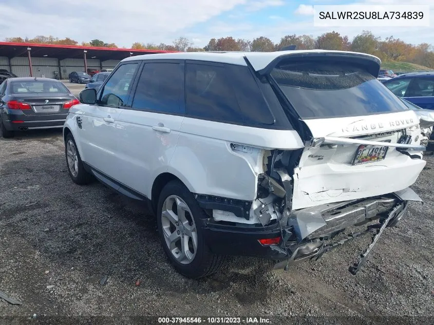 2020 Land Rover Range Rover Sport Hse Mhev VIN: SALWR2SU8LA734839 Lot: 37945546