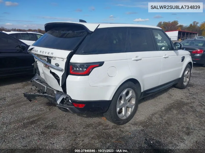 2020 Land Rover Range Rover Sport Hse Mhev VIN: SALWR2SU8LA734839 Lot: 37945546