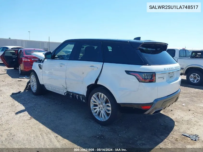 2020 Land Rover Range Rover Sport Hse Mhev VIN: SALWR2SU1LA748517 Lot: 39421808