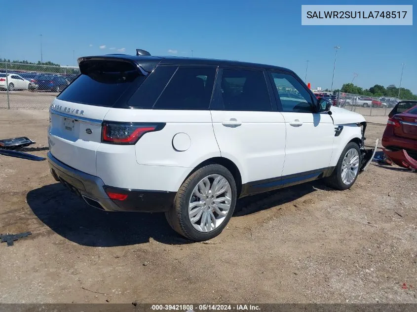 2020 Land Rover Range Rover Sport Hse Mhev VIN: SALWR2SU1LA748517 Lot: 39421808