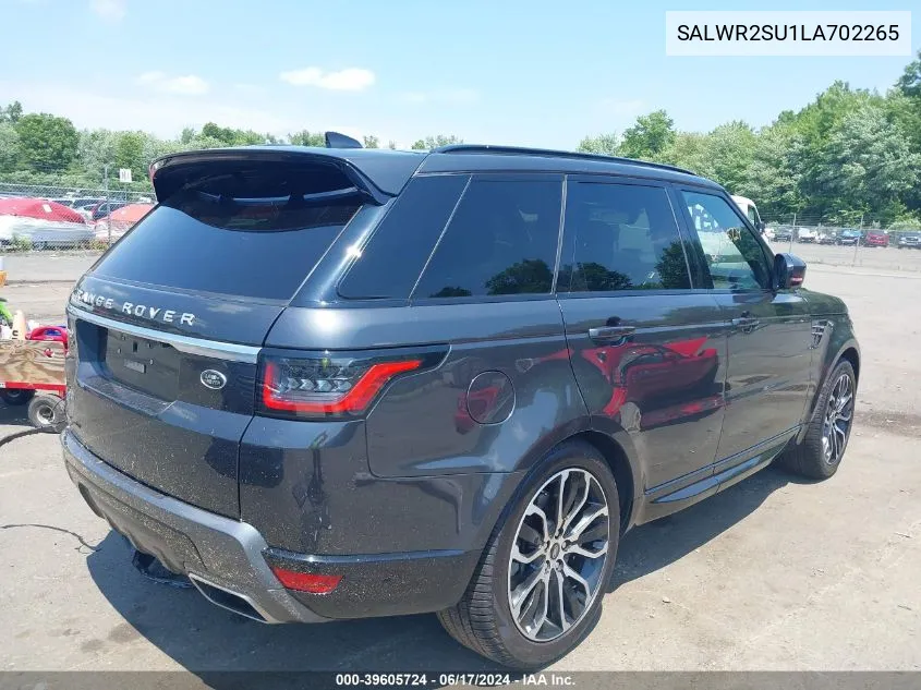 2020 Land Rover Range Rover Sport Hse Mhev VIN: SALWR2SU1LA702265 Lot: 39605724