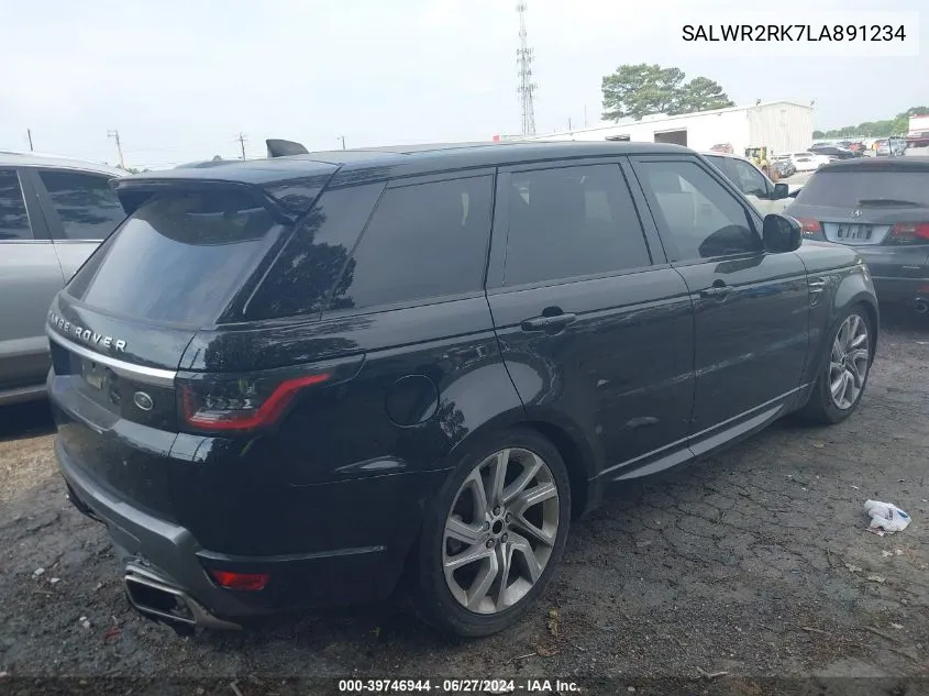 2020 Land Rover Range Rover Sport Hse VIN: SALWR2RK7LA891234 Lot: 39746944