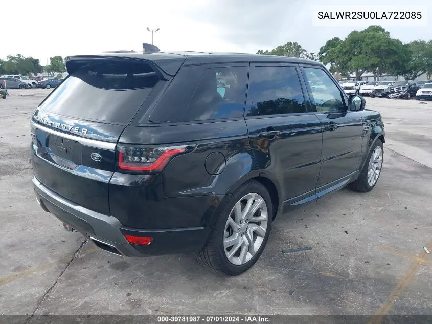 2020 Land Rover Range Rover Sport Hse Mhev VIN: SALWR2SU0LA722085 Lot: 39781987