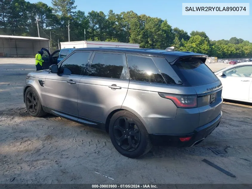 2020 Land Rover Range Rover Sport Hse VIN: SALWR2RY0LA890074 Lot: 39803980