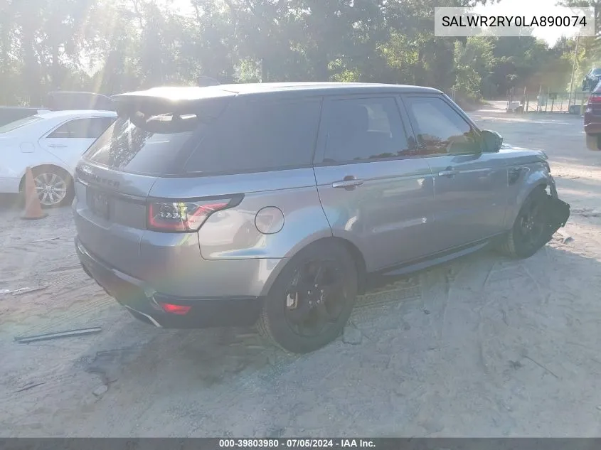 2020 Land Rover Range Rover Sport Hse VIN: SALWR2RY0LA890074 Lot: 39803980