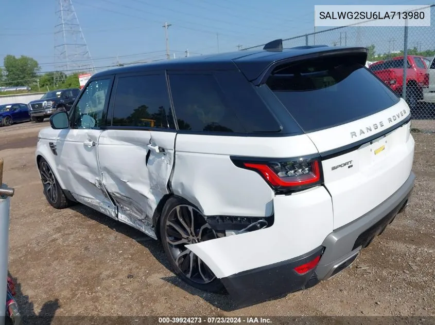 2020 Land Rover Range Rover Sport Se VIN: SALWG2SU6LA713980 Lot: 39924273