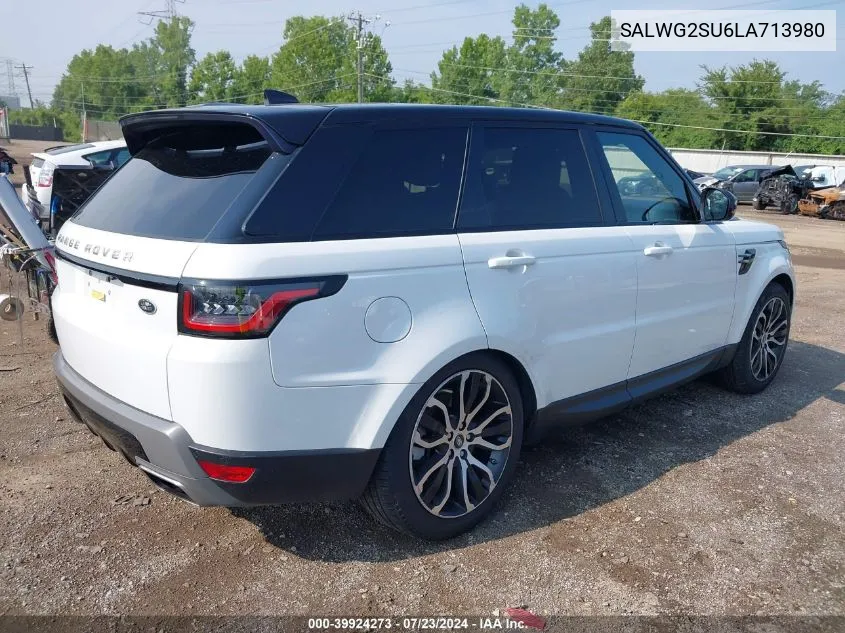 2020 Land Rover Range Rover Sport Se VIN: SALWG2SU6LA713980 Lot: 39924273