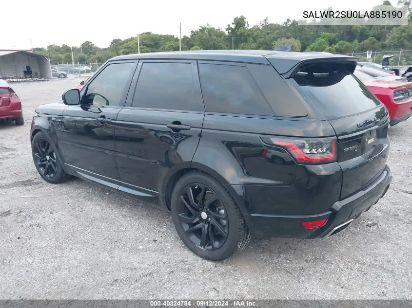 2020 Land Rover Range Rover Sport Hse VIN: SALWR2SU0LA885190 Lot: 40324784