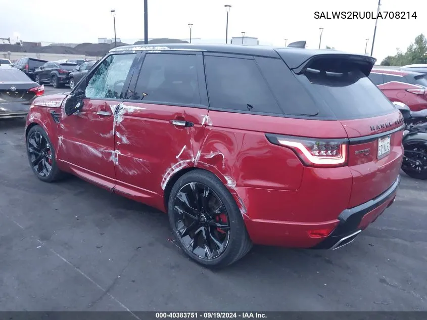 2020 Land Rover Range Rover Sport Hst Mhev VIN: SALWS2RU0LA708214 Lot: 40383751