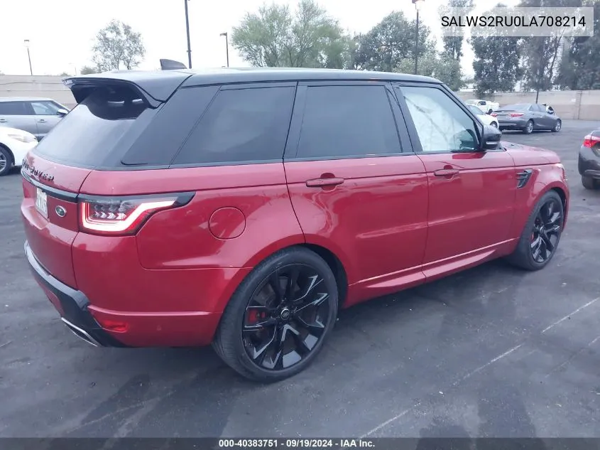 2020 Land Rover Range Rover Sport Hst Mhev VIN: SALWS2RU0LA708214 Lot: 40383751