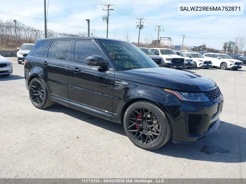 SALWZ2RE6MA752871 2021 Land Rover Range Rover Sport Svr/Svr Carbon Edition