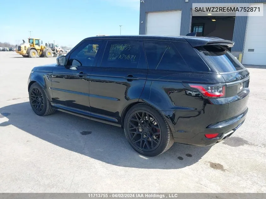 SALWZ2RE6MA752871 2021 Land Rover Range Rover Sport Svr/Svr Carbon Edition