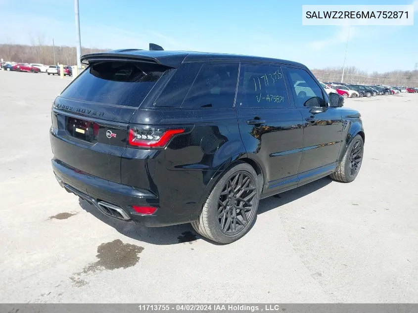 SALWZ2RE6MA752871 2021 Land Rover Range Rover Sport Svr/Svr Carbon Edition