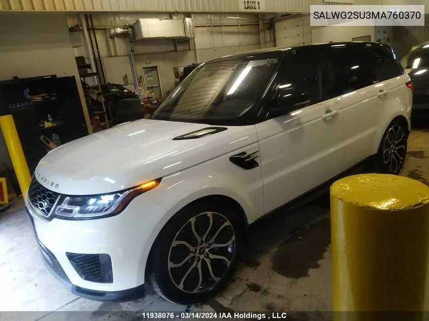 2021 Land Rover Range Rover Sport VIN: SALWG2SU3MA760370 Lot: 11938076