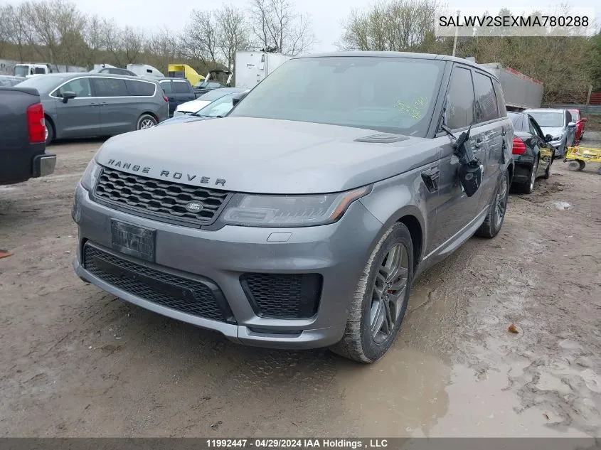 2021 Land Rover Range Rover Sport VIN: SALWV2SEXMA780288 Lot: 11992447