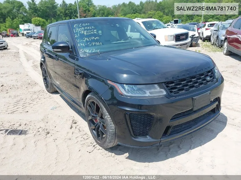 2021 Land Rover Range Rover Sport VIN: SALWZ2RE4MA781740 Lot: 12001422