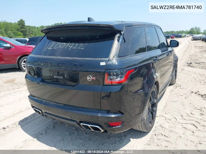 2021 Land Rover Range Rover Sport VIN: SALWZ2RE4MA781740 Lot: 12001422