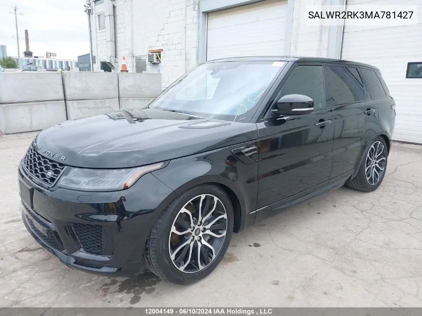 2021 Land Rover Range Rover Sport VIN: SALWR2RK3MA781427 Lot: 12004149