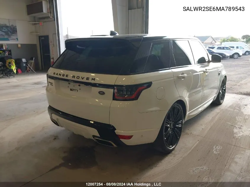 2021 Land Rover Range Rover Sport VIN: SALWR2SE6MA789543 Lot: 12007254