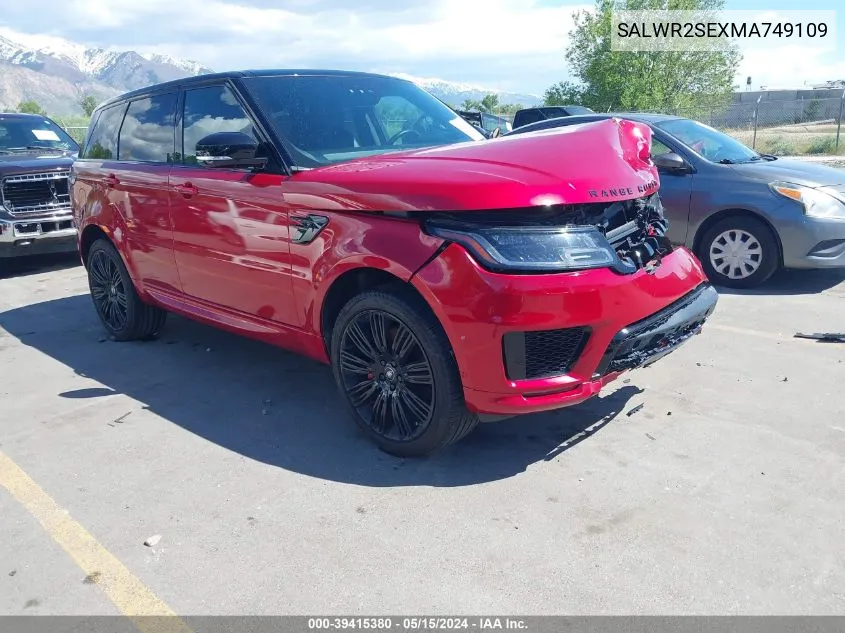 2021 Land Rover Range Rover Sport Hse Dynamic VIN: SALWR2SEXMA749109 Lot: 39415380