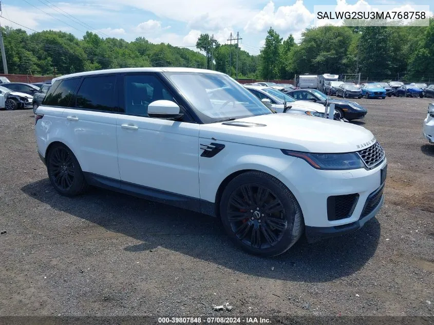 SALWG2SU3MA768758 2021 Land Rover Range Rover Sport Se Mhev