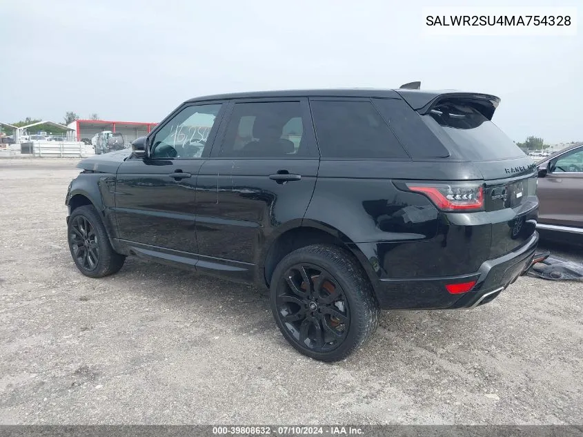 2021 Land Rover Range Rover Sport Hse Silver Edition Mhev VIN: SALWR2SU4MA754328 Lot: 39808632