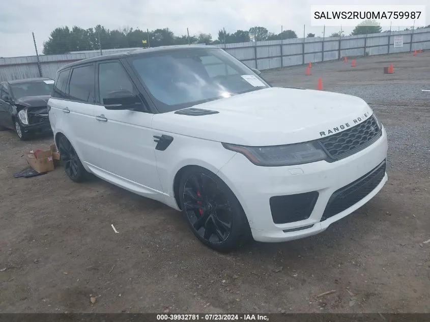 2021 Land Rover Range Rover Sport Hst Mhev VIN: SALWS2RU0MA759987 Lot: 39932781