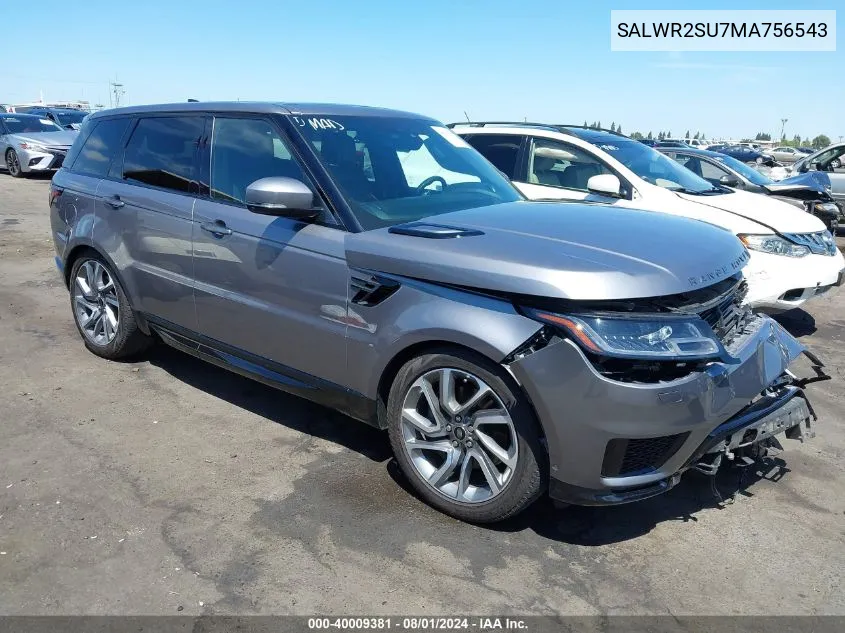 2021 Land Rover Range Rover Sport Hse Silver Edition Mhev VIN: SALWR2SU7MA756543 Lot: 40009381