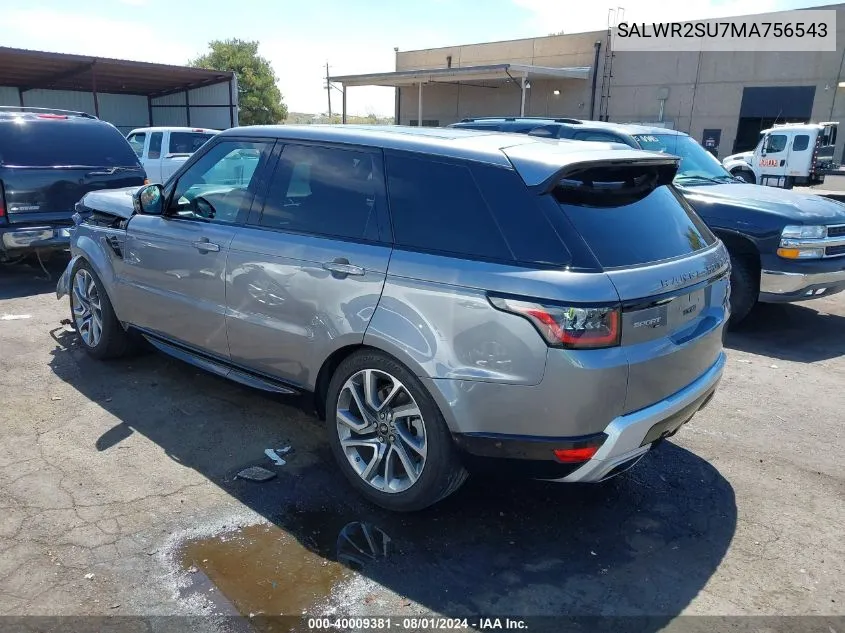 2021 Land Rover Range Rover Sport Hse Silver Edition Mhev VIN: SALWR2SU7MA756543 Lot: 40009381