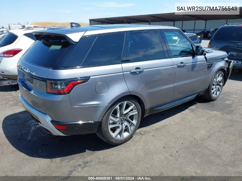 SALWR2SU7MA756543 2021 Land Rover Range Rover Sport Hse Silver Edition Mhev