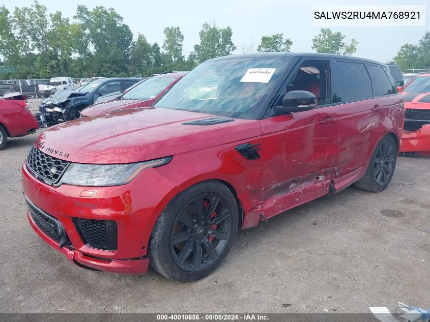 2021 Land Rover Range Rover Sport Hst Mhev VIN: SALWS2RU4MA768921 Lot: 40010656