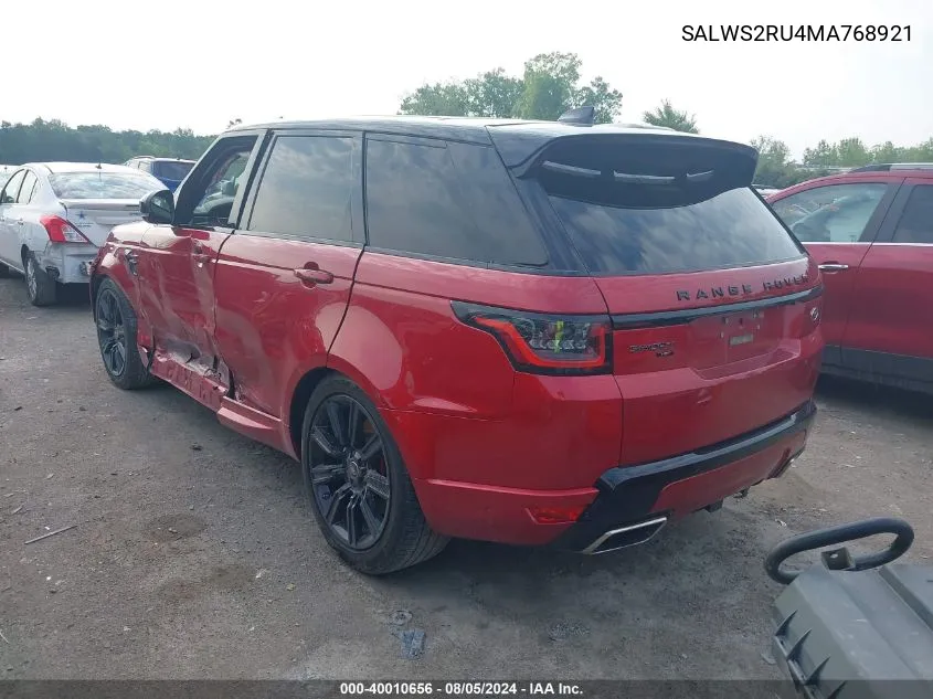 SALWS2RU4MA768921 2021 Land Rover Range Rover Sport Hst Mhev