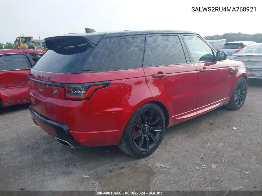 SALWS2RU4MA768921 2021 Land Rover Range Rover Sport Hst Mhev