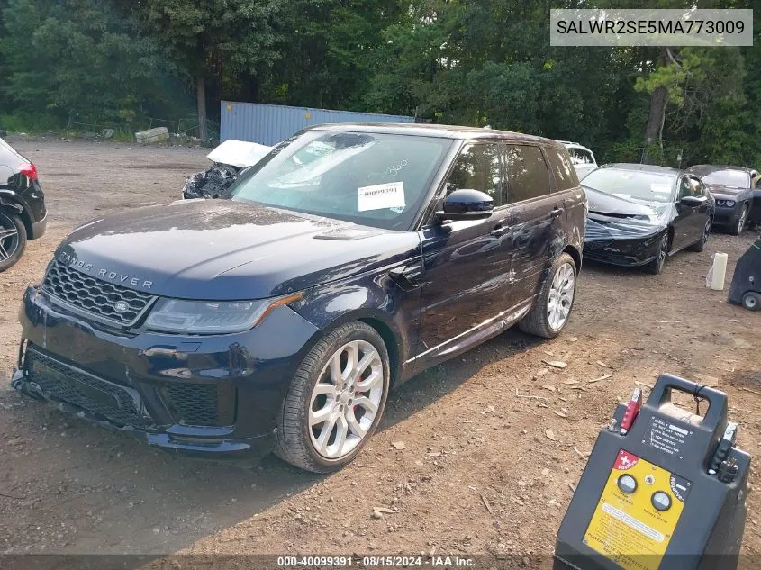 2021 Land Rover Range Rover Sport Hse Dynamic VIN: SALWR2SE5MA773009 Lot: 40099391