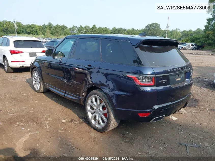 2021 Land Rover Range Rover Sport Hse Dynamic VIN: SALWR2SE5MA773009 Lot: 40099391