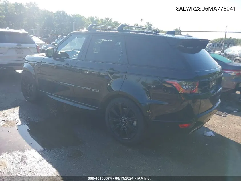 2021 Land Rover Range Rover Sport Hse Silver Edition Mhev VIN: SALWR2SU6MA776041 Lot: 40138674