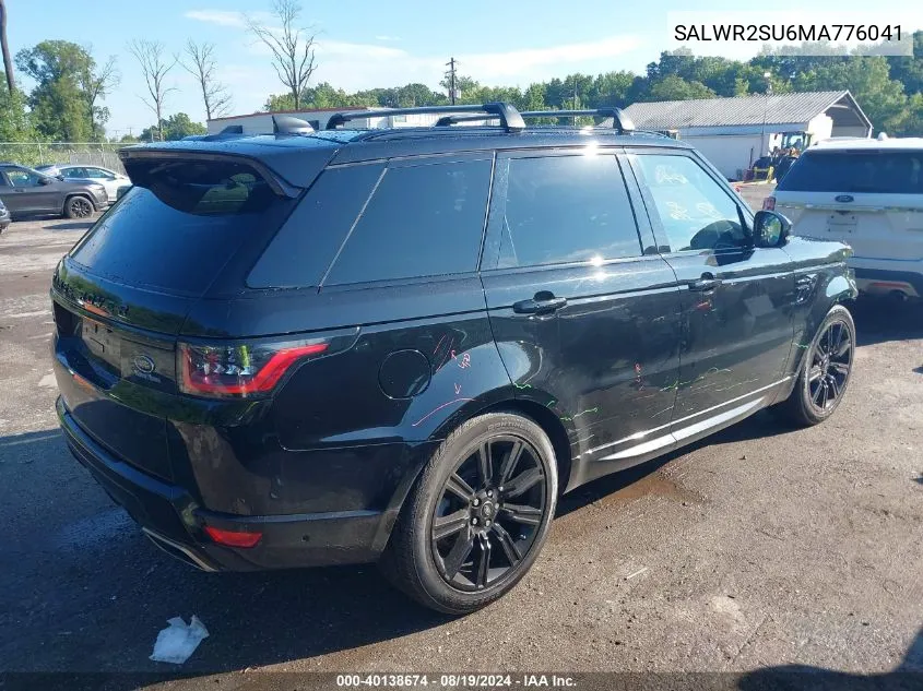 2021 Land Rover Range Rover Sport Hse Silver Edition Mhev VIN: SALWR2SU6MA776041 Lot: 40138674