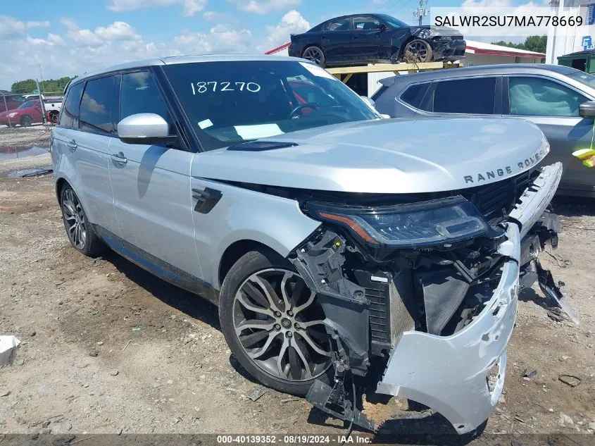 2021 Land Rover Range Rover Sport Hse Silver Edition Mhev VIN: SALWR2SU7MA778669 Lot: 40139352