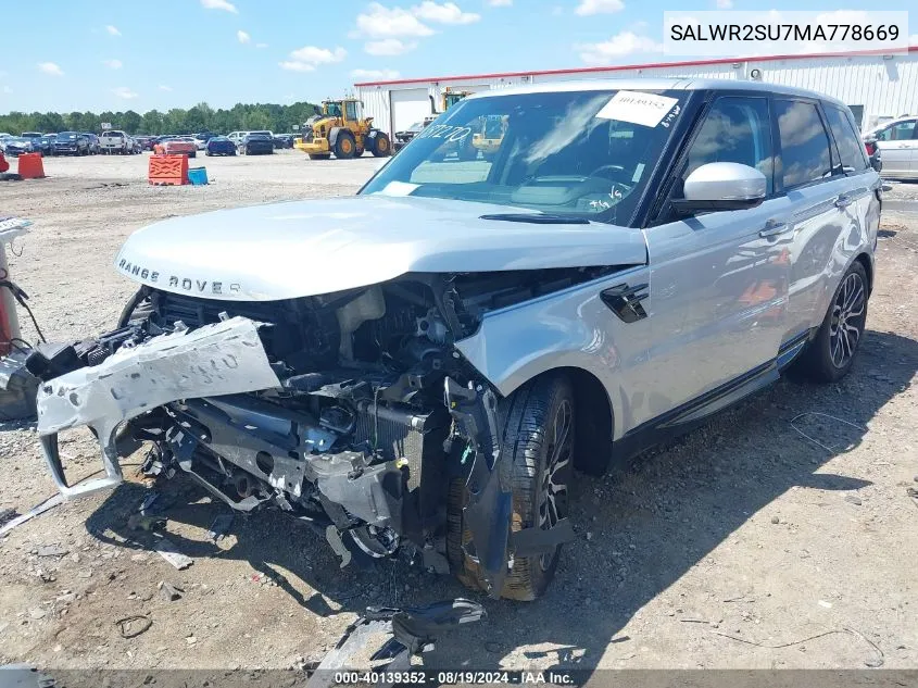 2021 Land Rover Range Rover Sport Hse Silver Edition Mhev VIN: SALWR2SU7MA778669 Lot: 40139352