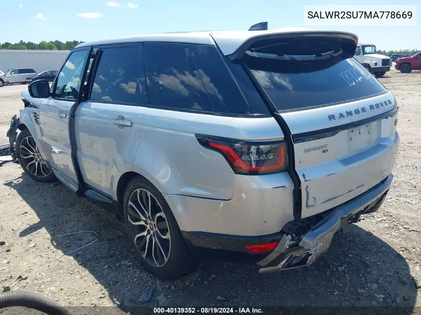 2021 Land Rover Range Rover Sport Hse Silver Edition Mhev VIN: SALWR2SU7MA778669 Lot: 40139352