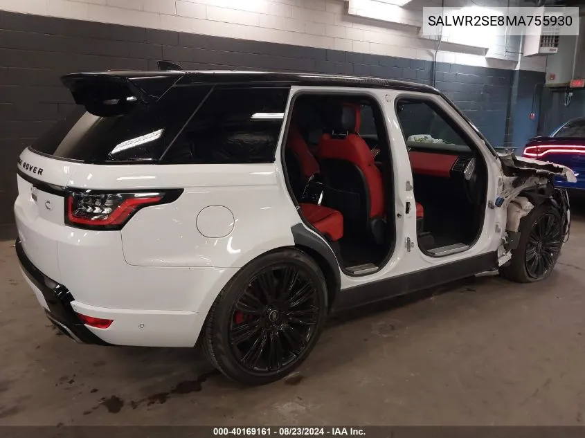 2021 Land Rover Range Rover Sport Hse Dynamic VIN: SALWR2SE8MA755930 Lot: 40169161