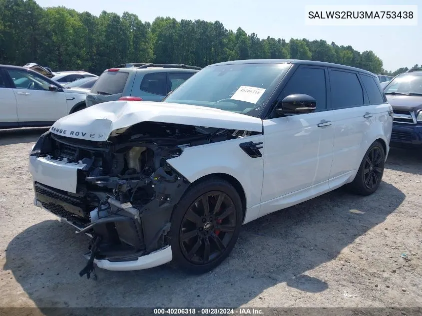 2021 Land Rover Range Rover Sport Hst Mhev VIN: SALWS2RU3MA753438 Lot: 40206318