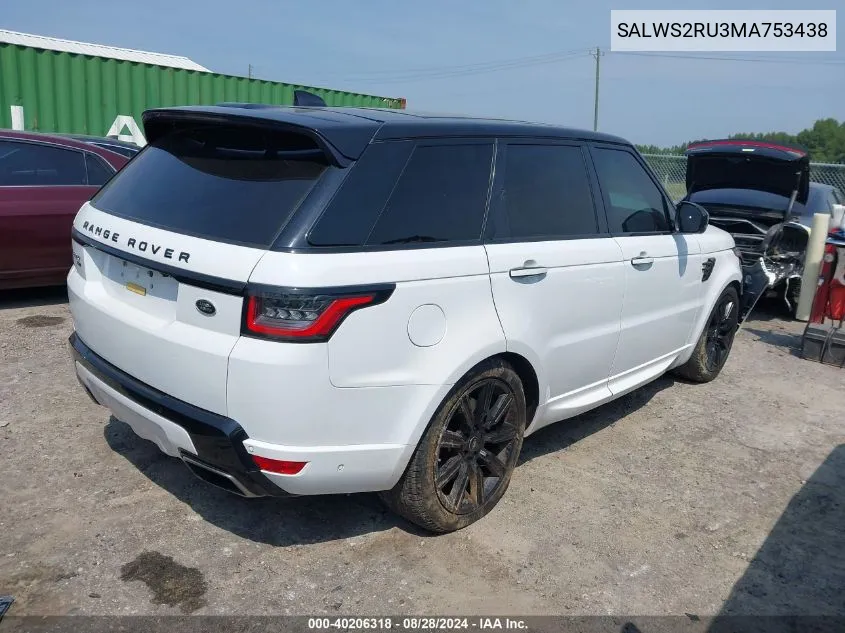 2021 Land Rover Range Rover Sport Hst Mhev VIN: SALWS2RU3MA753438 Lot: 40206318