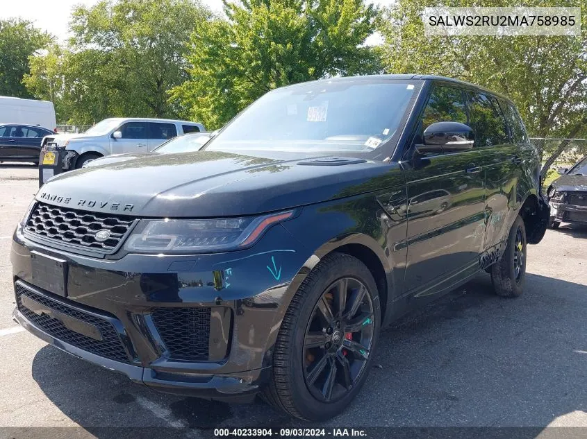 2021 Land Rover Range Rover Sport Hst Mhev VIN: SALWS2RU2MA758985 Lot: 40233904