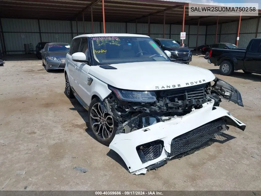 2021 Land Rover Range Rover Sport Hse Silver Edition Mhev VIN: SALWR2SU0MA750258 Lot: 40359686