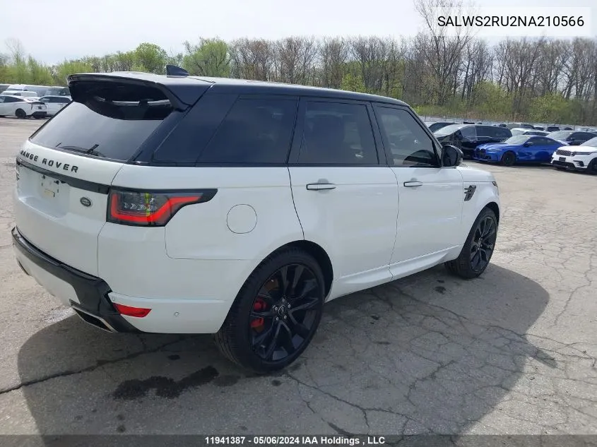 2022 Land Rover Range Rover Sport VIN: SALWS2RU2NA210566 Lot: 11941387