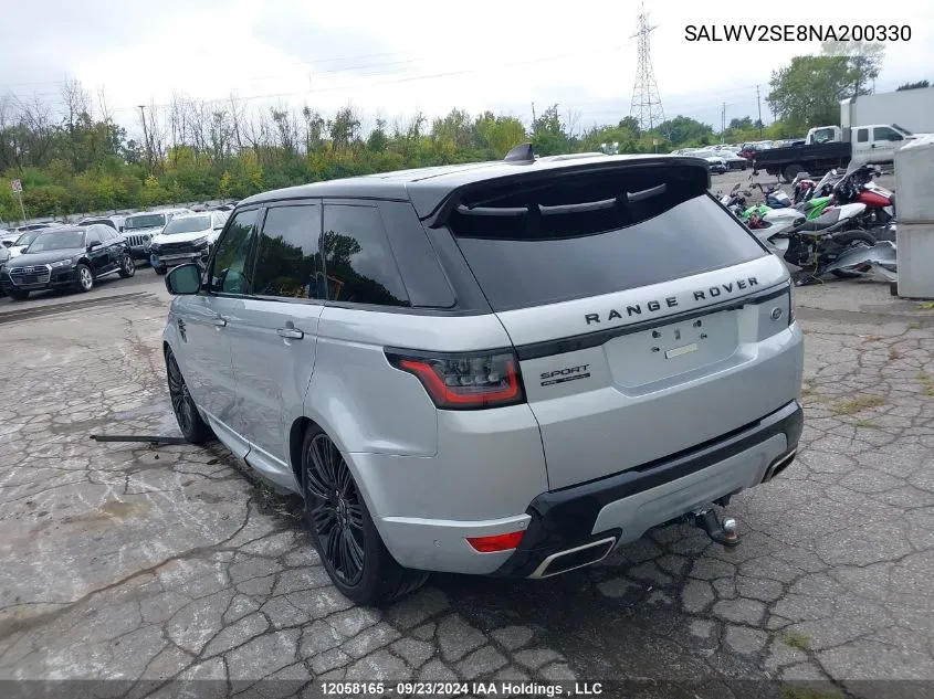 2022 Land Rover Range Rover Sport VIN: SALWV2SE8NA200330 Lot: 12058165