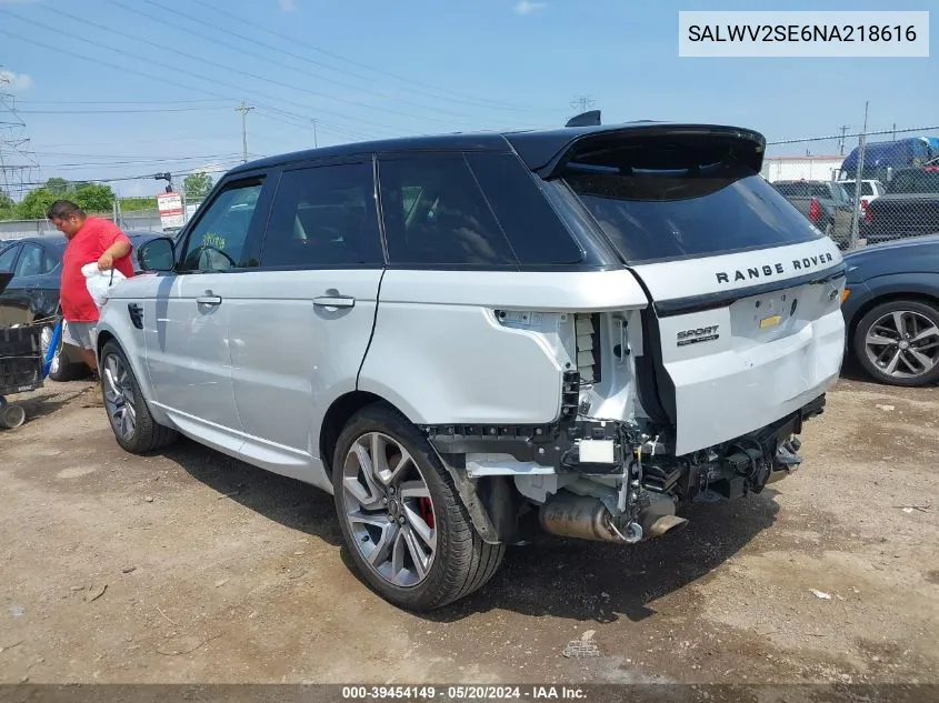 2022 Land Rover Range Rover Sport Autobiography VIN: SALWV2SE6NA218616 Lot: 39454149