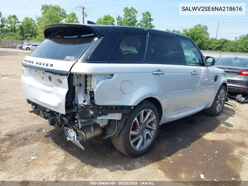 2022 Land Rover Range Rover Sport Autobiography VIN: SALWV2SE6NA218616 Lot: 39454149